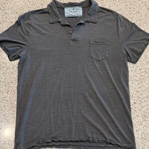 Prada Men's Charcoal Polo Shirt Size S/M